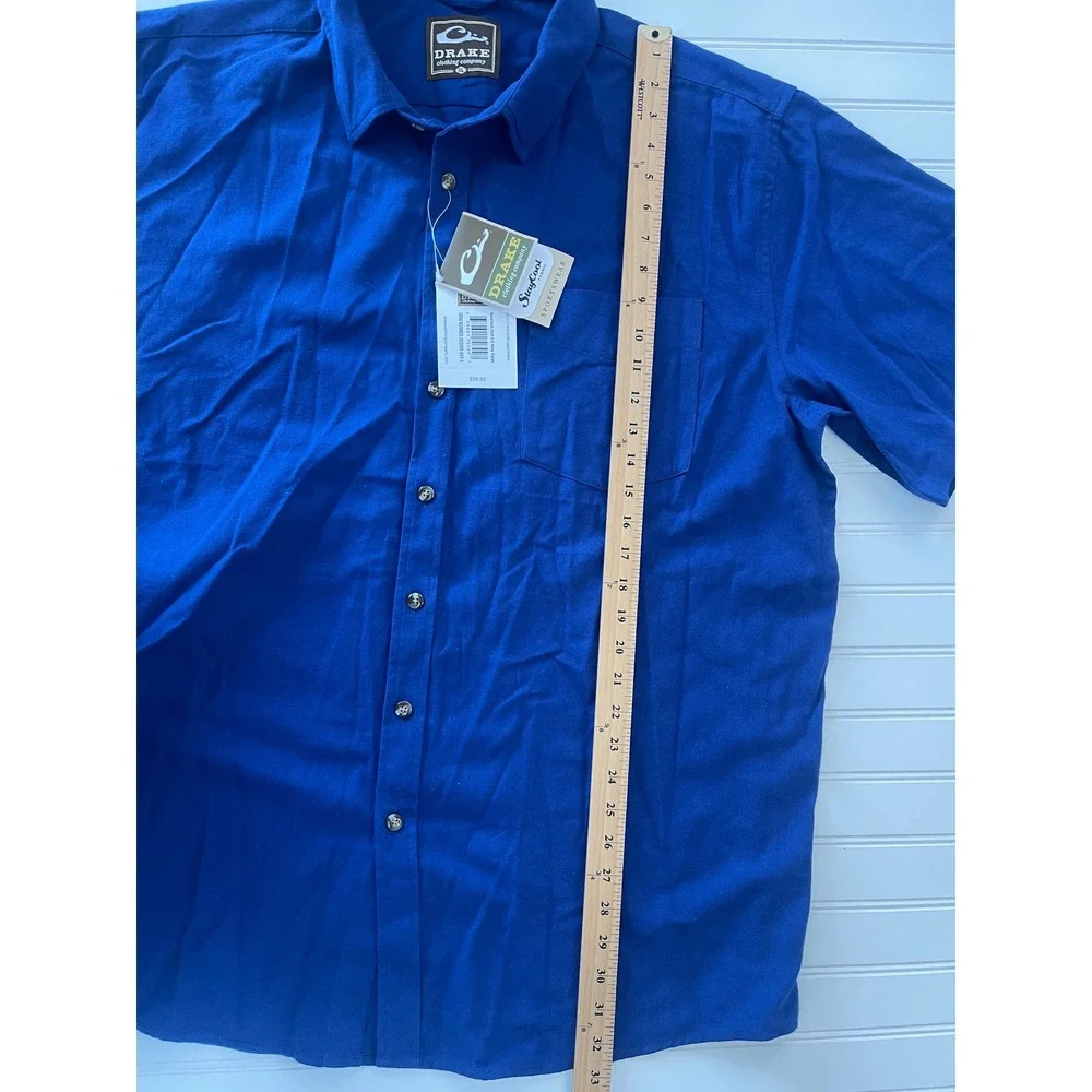 NWT Drake Clothing Co Mens Nevertuck Shirt SS Navy XL StayCool Cotton